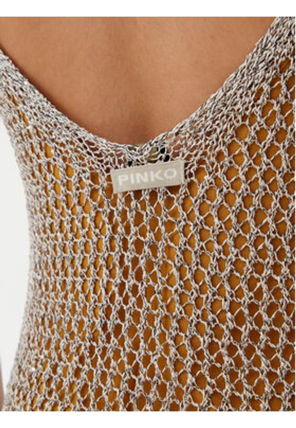 Pinko - PINKO Sukienka dzianinowa Viggiano Abito 104889 A2FB Beżowy Slim Fit. Kolor: beżowy. Materiał: syntetyk
