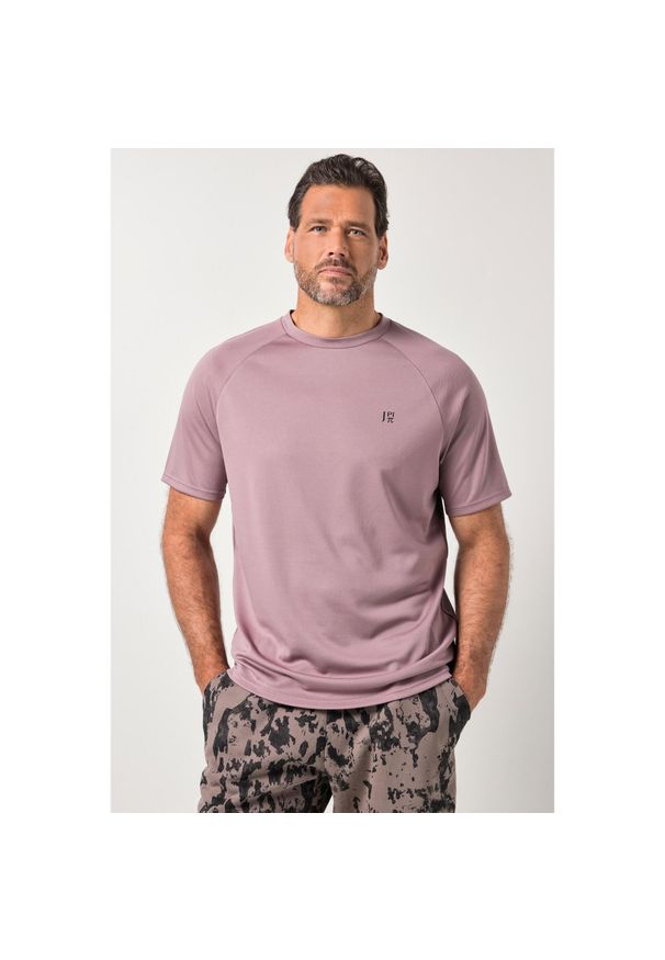 JAY-PI - Męski T-shirt FLEXNAMIC® fitness rękaw 1/2 nadruk z tyłu QuickDry. Kolekcja: plus size. Kolor: czerwony. Materiał: poliester, materiał. Wzór: nadruk. Sport: fitness