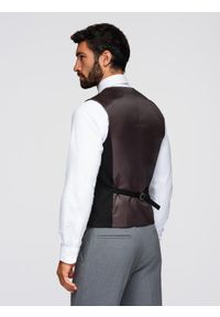 Ombre Clothing - Męska kamizelka garniturowa z klasycznym detalem i podszewką – czarna V4 - Rozmiar: M. Kolor: czarny. Materiał: wiskoza, poliester, materiał. Styl: klasyczny #6