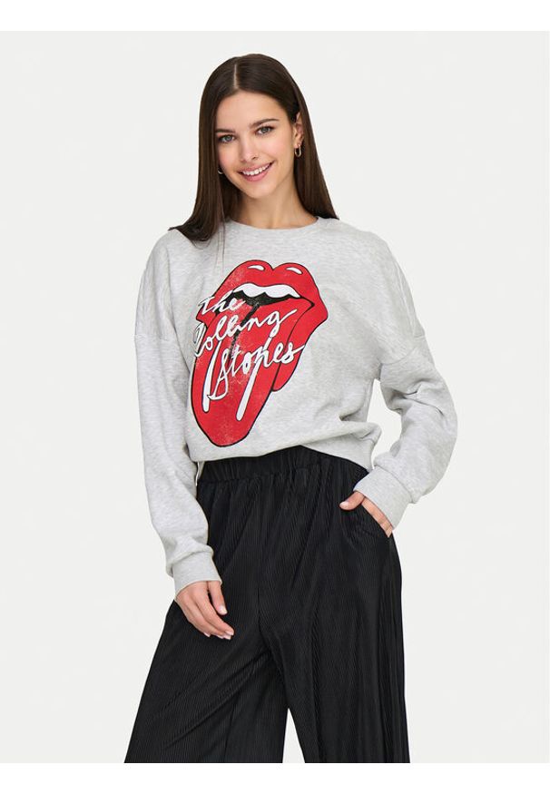 only - ONLY Bluza Rolling Stones 15345927 Szary Regular Fit. Kolor: szary. Materiał: syntetyk, bawełna