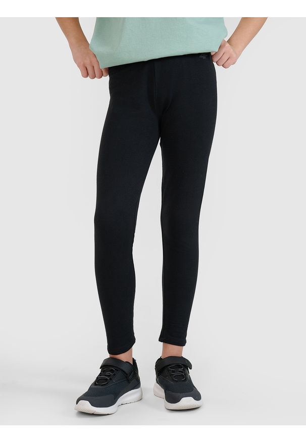 4f - 4F Legginsy dzianinowe dziewczęce - czarne 122 (6-7 lat). Kolor: czarny. Materiał: dzianina. Sezon: lato