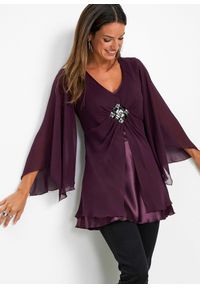 bonprix - Tunika. Kolor: fioletowy. Wzór: aplikacja #1