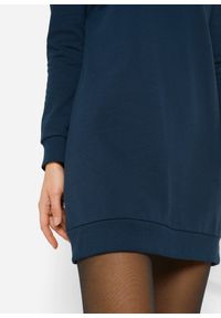bonprix - Sukienka dresowa z miękkiego materiału frotte. Kolor: niebieski. Materiał: dresówka, materiał. Długość rękawa: raglanowy rękaw. Wzór: prążki #3