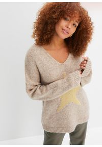 bonprix - Sweter z gwiazdą. Kolor: brązowy #1
