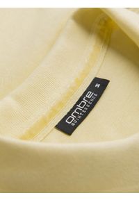 Ombre Clothing - Koszulka polo z dzianiny pique - żółta V4. Typ kołnierza: polo. Kolor: żółty. Materiał: dzianina. Wzór: haft #9