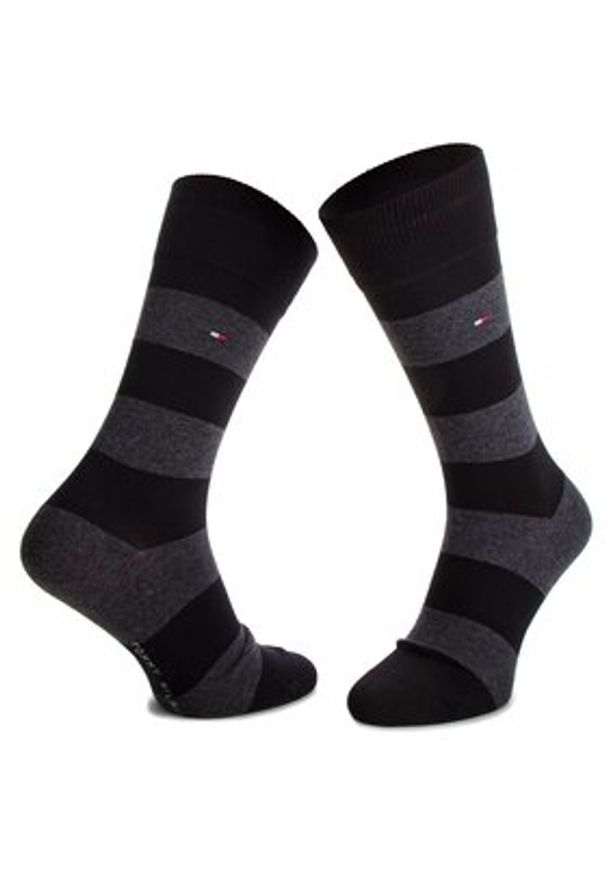 TOMMY HILFIGER - Tommy Hilfiger Zestaw 2 par wysokich skarpet unisex 342021001 Czarny. Kolor: czarny. Materiał: materiał