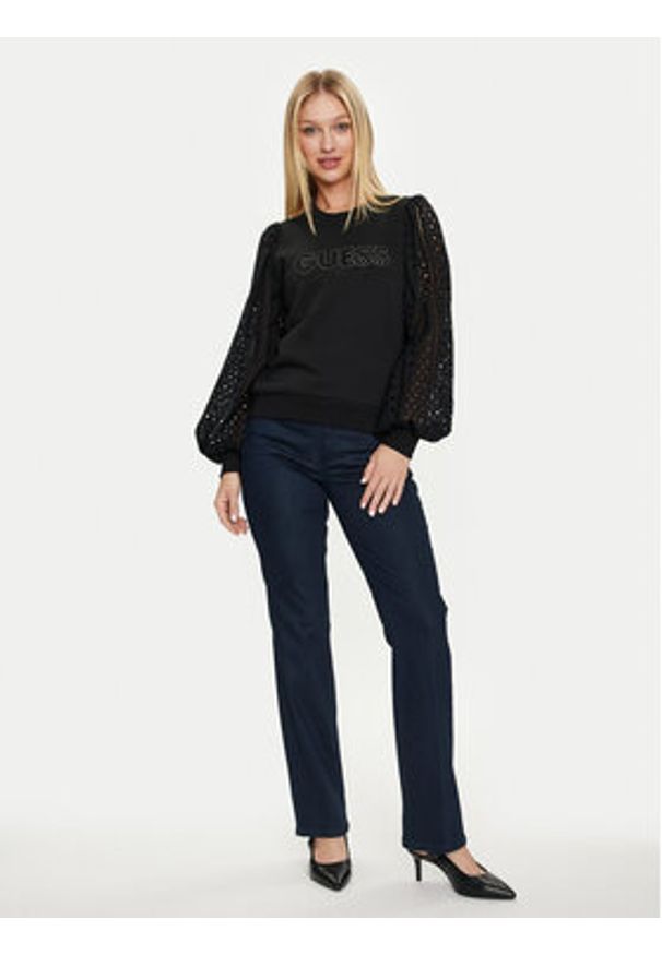 Guess Bluza W4GQ07 KBKM0 Czarny Regular Fit. Kolor: czarny. Materiał: bawełna