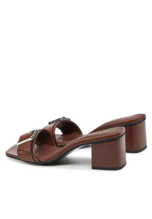 Calvin Klein Klapki Heel Mule 50 W/Buckle - Lth HW0HW02478 Brązowy. Kolor: brązowy. Materiał: skóra