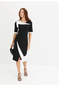 bonprix - Sukienka ołówkowa. Typ kołnierza: dekolt w serek. Kolor: czarny. Typ sukienki: ołówkowe. Styl: klasyczny #1