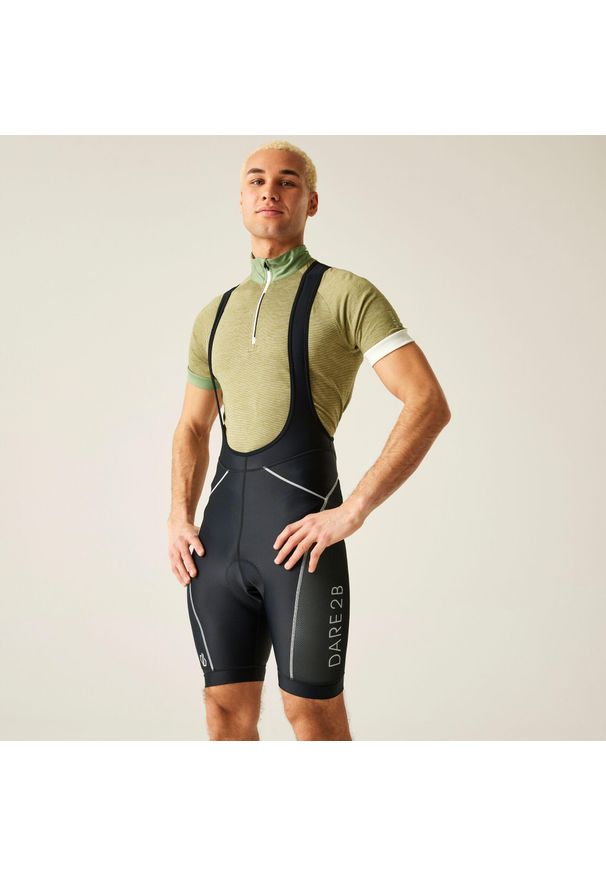 DARE 2B - Ecliptic Bibbed Męskie spodenki rowerowe. Kolor: czarny. Materiał: elastan, poliamid, skóra. Długość: krótkie. Sezon: lato. Sport: kolarstwo