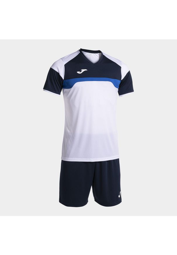 Zestaw koszulka i spodenki Joma Danubio III. Kolor: biały, niebieski, wielokolorowy. Sport: fitness, piłka nożna