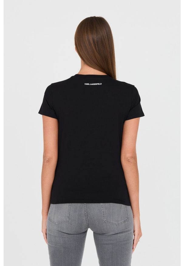 Karl Lagerfeld - KARL LAGERFELD Czarny damski t-shirt Boucle Choupette, Rozmiar S. Kolor: czarny. Materiał: bawełna