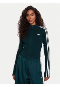 Adidas - adidas Bluza adicolor 3-Stripes JY2599 Zielony Slim Fit. Kolor: zielony. Materiał: wiskoza #1