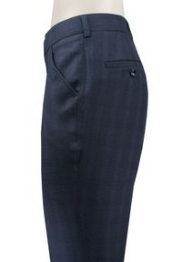 Eleganckie Spodnie Garniturowe (w Kant) - Casino - Granat, Kratka. Materiał: poliester, wiskoza. Wzór: kratka. Styl: elegancki #7