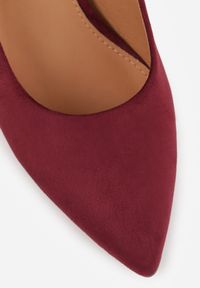 Renee - Bordowe Casualowe Czółenka na Szpilce z Wkładką ze Skóry Naturalnej Cleinae. Okazja: na co dzień. Kolor: czerwony. Materiał: skóra. Obcas: na szpilce. Styl: casual. Wysokość obcasa: średni #3