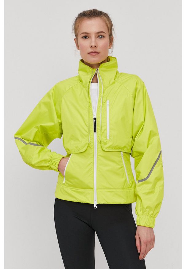 Adidas by Stella McCartney - adidas by Stella McCartney Kurtka damska kolor żółty przejściowa. Okazja: na co dzień. Kolor: żółty. Długość rękawa: raglanowy rękaw. Styl: casual