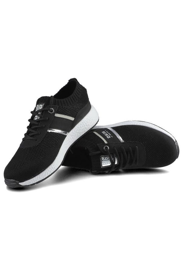 Big-Star - Sneakersy damskie Big Star, materiał tekstylny o siatkowej strukturze z elementami skóry syntetycznej z klasycznym sznurowaniem elastyczną cholewką o. Zapięcie: sznurówki. Kolor: czarny. Materiał: materiał, syntetyk, skóra. Szerokość cholewki: normalna. Sport: fitness