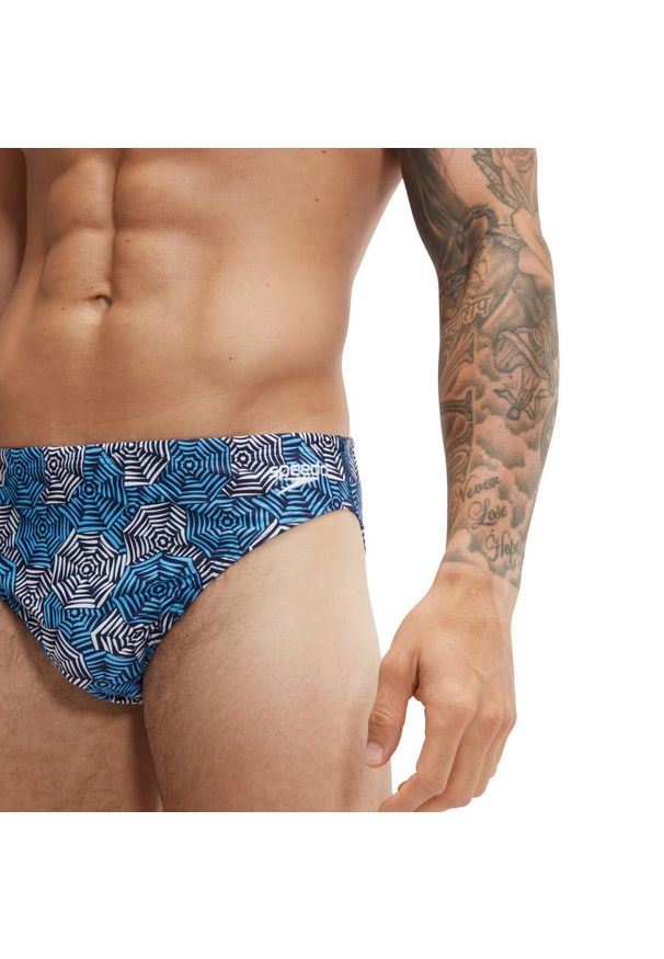 Speedo 5 Cm Escape Slip - Niebiesko-Białe - Rozmiar 38. Kolor: niebieski, biały, wielokolorowy. Wzór: nadruk
