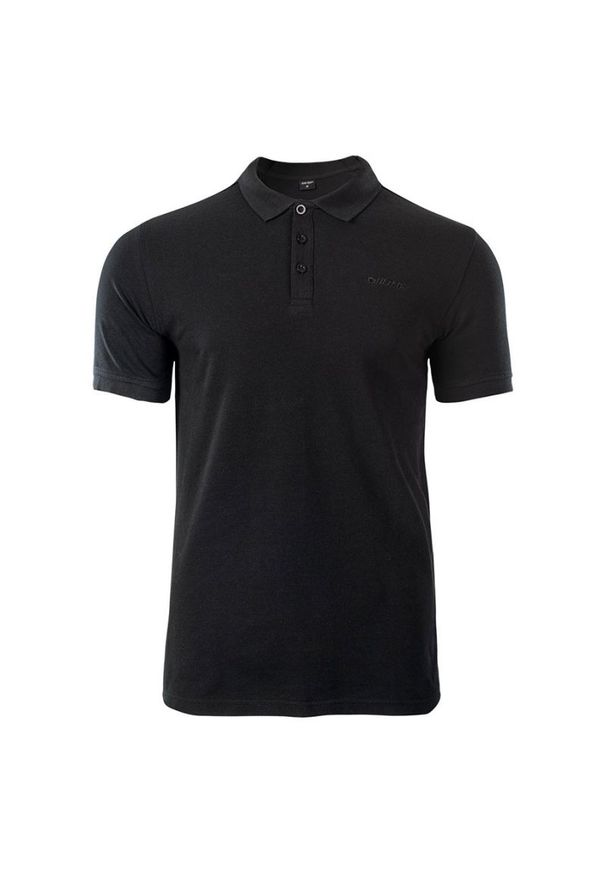 Hi-tec - Koszulka polo męska Hi-Tec Romso - czarna, Rozmiar XL. Typ kołnierza: polo. Kolor: czarny. Materiał: bawełna, materiał, skóra