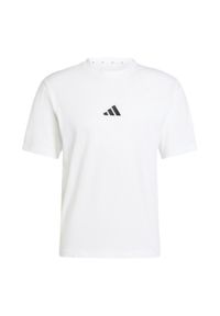 Adidas - Koszulka Essentials Small Logo Single Jersey. Kolor: biały, wielokolorowy, czarny. Materiał: jersey