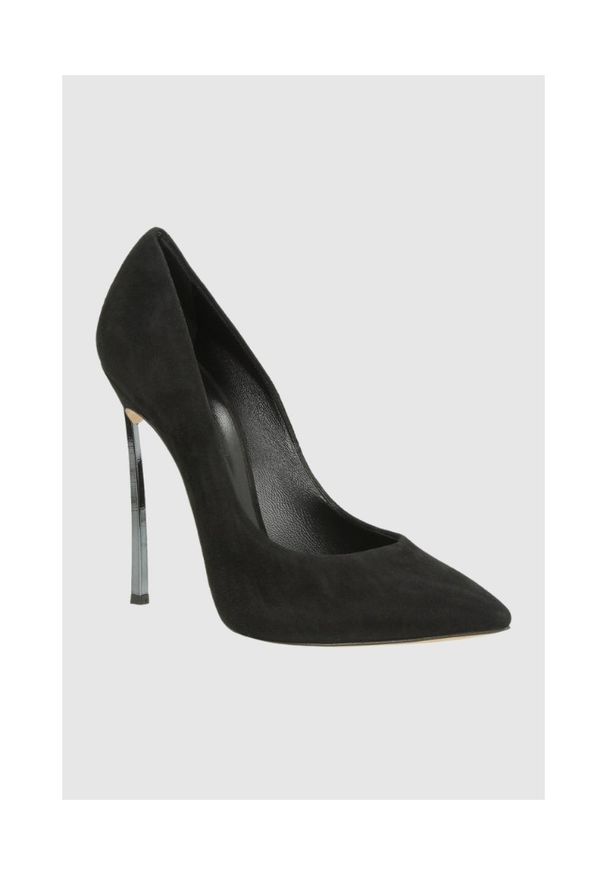 Casadei - CASADEI Czarne damskie szpilki Pump Blade zamszowe, Rozmiar 39. Nosek buta: szpiczasty. Kolor: czarny. Materiał: zamsz. Obcas: na szpilce. Wysokość obcasa: średni