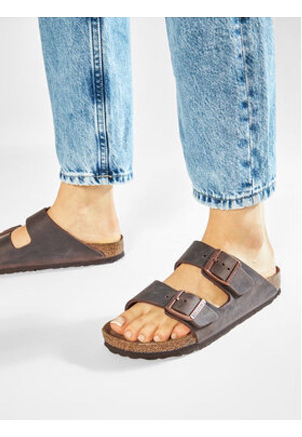 Birkenstock Klapki Arizona 0052533 Brązowy. Kolor: brązowy. Materiał: skóra