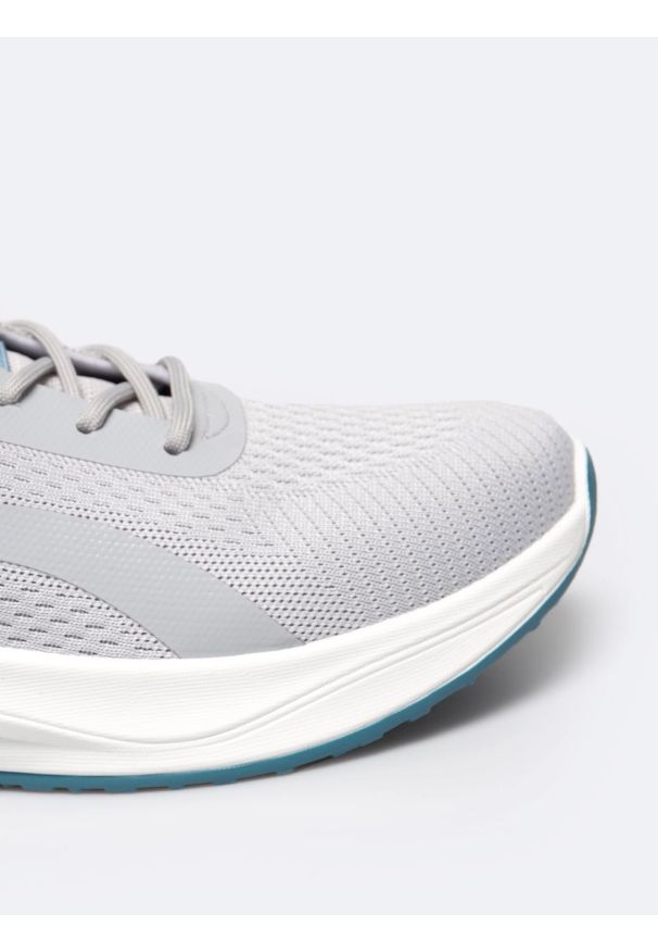 Big-Star - Sneakersy damskie z turkusowymi wstawkami szare RR174271 902. Okazja: na co dzień. Zapięcie: sznurówki. Kolor: szary. Materiał: tkanina