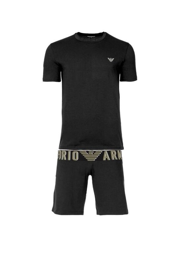 Emporio Armani Underwear Piżama EM000400 AF10772 UC001 Czarny Regular Fit. Kolor: czarny. Materiał: bawełna