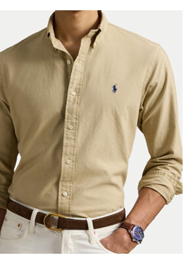 Polo Ralph Lauren Koszula 710960643 Beżowy Regular Fit. Typ kołnierza: polo. Kolor: beżowy. Materiał: bawełna