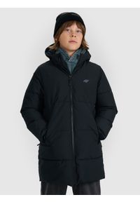 4f - 4F Płaszcz zimowy membrana 5000 chłopięcy - czarny 146 (10-11 lat). Okazja: na co dzień, na uczelnię. Kolor: czarny. Materiał: poliester, materiał. Długość: do kolan. Wzór: gładki. Sezon: zima, lato. Styl: casual #1