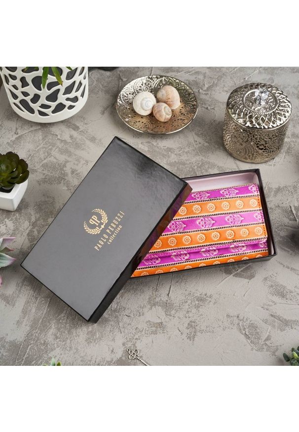 Portfel skórzany PAOLO PERUZZI IN-37-OR kolorowy. Materiał: skóra. Wzór: kolorowy