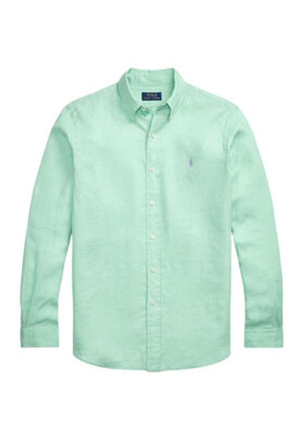 Polo Ralph Lauren Koszula 710968915001 Zielony Slim Fit. Typ kołnierza: polo. Kolor: zielony. Materiał: len