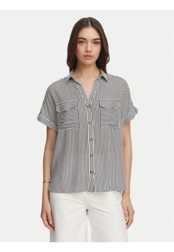 Vero Moda Koszula Bumpy 10310139 Granatowy Regular Fit. Kolor: niebieski. Materiał: wiskoza