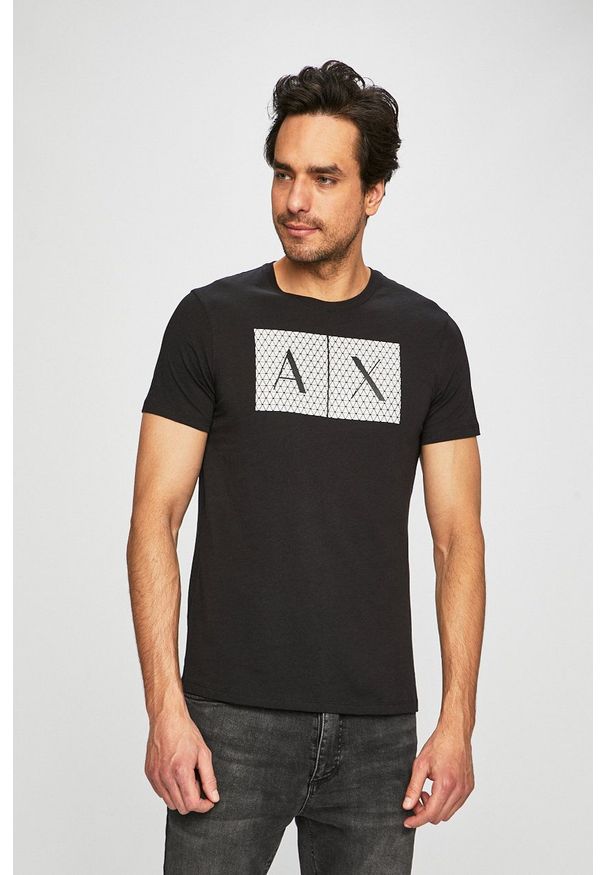 Armani Exchange T-shirt bawełniany 8NZTCK.Z8H4Z.NOS kolor czarny z nadrukiem. Kolor: czarny. Materiał: bawełna. Wzór: nadruk