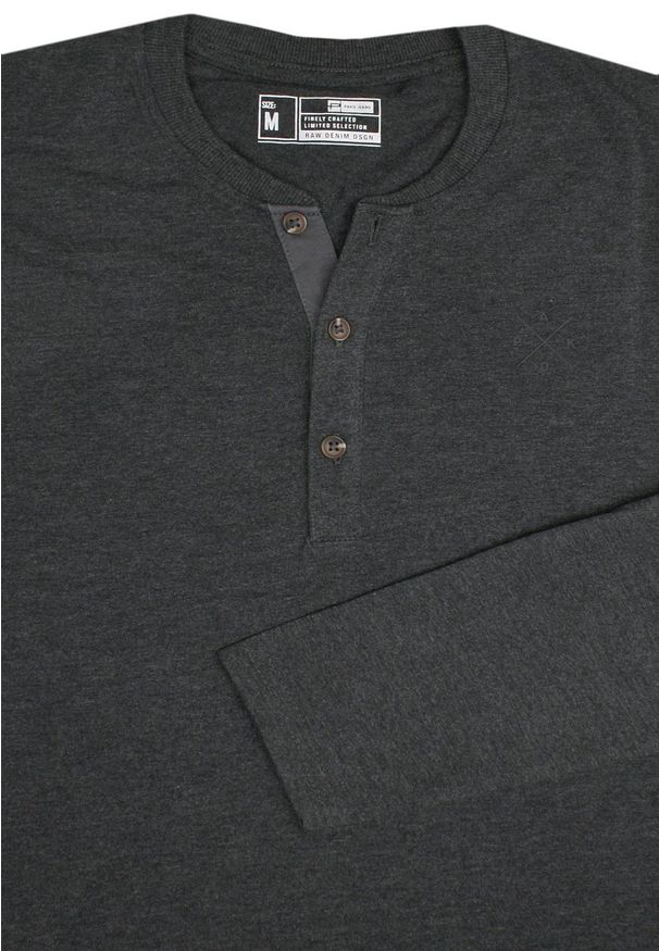 Koszulka z Długim Rękawem (Longsleeve) - Pako Jeans - Dekolt na Guziki - Grafitowa. Okazja: na co dzień. Kolor: szary. Materiał: bawełna. Długość rękawa: długi rękaw. Długość: długie. Styl: casual
