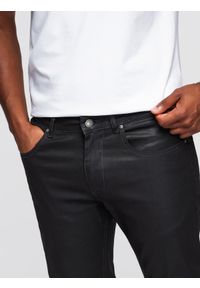 Ombre Clothing - Męskie woskowane spodnie jeansowe SLIM FIT – czarne V3 OM-PADP-0149 - XXL. Kolor: czarny. Materiał: jeans. Styl: klasyczny, retro, rockowy #5