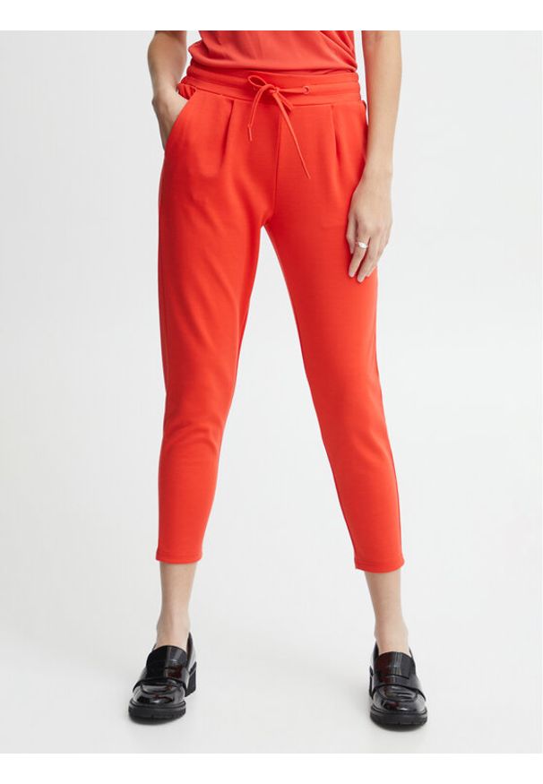 Spodnie materiałowe ICHI. Kolor: pomarańczowy. Materiał: materiał
