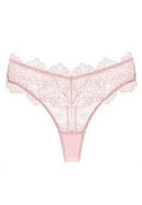 Intica - Stringi koronkowe z ozdobną gumką Lebbie. Kolor: różowy. Materiał: koronka. Wzór: koronka