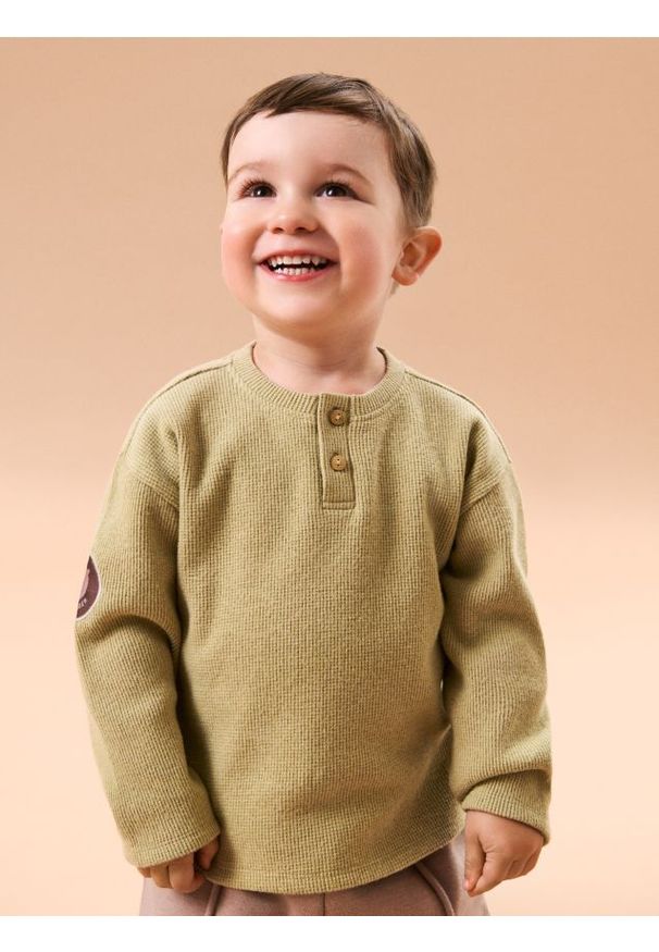 Sinsay - Cieplejsza koszulka z długimi rękawami - zielony. Kolor: zielony. Długość rękawa: długi rękaw. Długość: długie