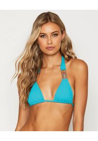 BEACH BUNNY - Top od bikini Tiana. Kolor: niebieski. Materiał: tkanina. Wzór: aplikacja