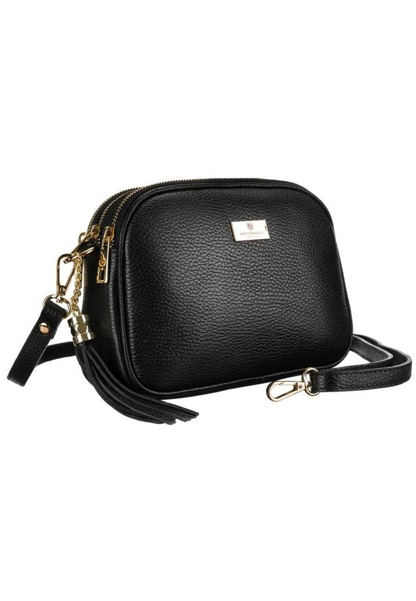 Listonoszka czarna Peterson PTN TWP-002 BLACK. Kolor: czarny. Dodatki: z breloczkiem. Materiał: skórzane