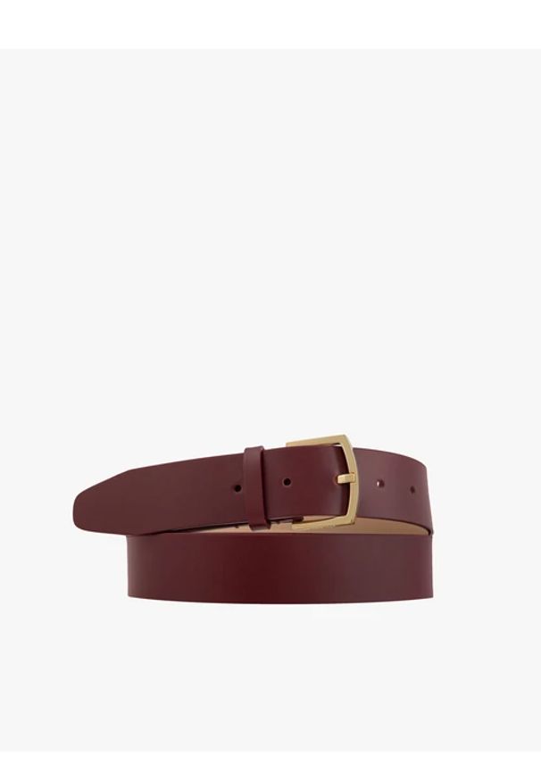Ryłko - Bordowy pasek ze skóry licowej. Kolor: czerwony. Materiał: skóra