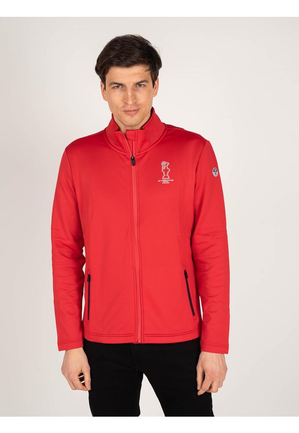 North Sails X Prada Bluza "Cowes" | 45 1000 000 | Cowes Full Zip | Mężczyzna | Czerwony. Okazja: na co dzień. Kolor: czerwony. Materiał: poliester, elastan. Wzór: aplikacja, nadruk. Styl: casual