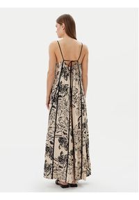 Maaji Sukienka letnia Sepia Fiori Lily PT1930CLD001 Beżowy Relaxed Fit. Kolor: beżowy. Materiał: len. Sezon: lato