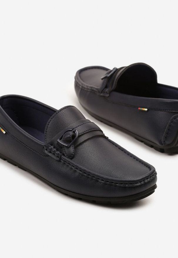 Born2be - Granatowe Półbuty Wsuwane w Stylu Mokasynów Winelle. Zapięcie: bez zapięcia. Kolor: niebieski. Sezon: lato. Obcas: na obcasie. Styl: elegancki, klasyczny. Wysokość obcasa: niski