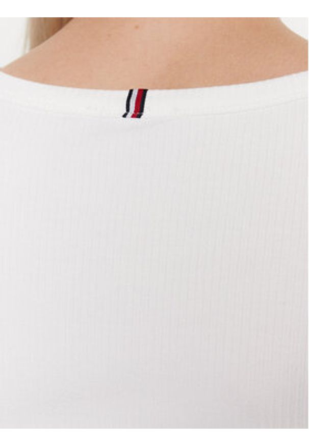 TOMMY HILFIGER - Tommy Hilfiger Bluzka WW0WW38869 Biały Slim Fit. Kolor: biały. Materiał: wiskoza