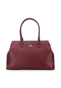 Wittchen - Torebka kuferek skórzana klasyczna. Kolor: czerwony. Wzór: haft. Dodatki: z haftem. Materiał: skórzane. Styl: klasyczny #1