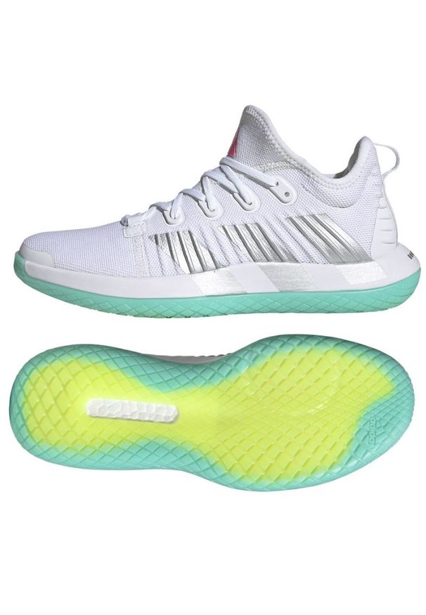 Adidas - Buty do piłki ręcznej adidas Stabil Next Gen W IG3402 białe. Zapięcie: sznurówki. Kolor: biały. Materiał: tkanina, syntetyk, materiał. Szerokość cholewki: normalna. Sport: piłka ręczna