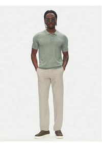 Lindbergh Polo 30-800159 Zielony Slim Fit. Typ kołnierza: polo. Kolor: zielony. Materiał: wiskoza