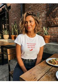 Sinsay - Bawełniana koszulka z napisem - biały. Kolor: biały. Materiał: bawełna. Wzór: napisy #1